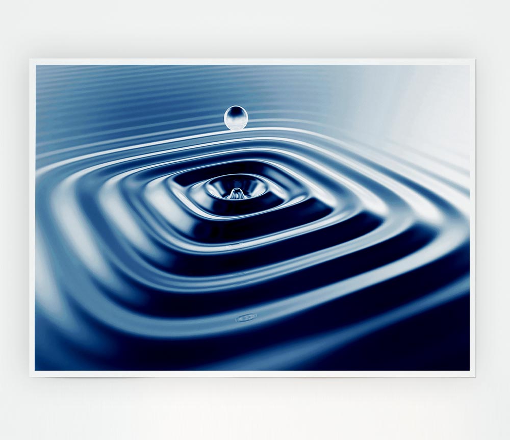 Blue Square Water Splash Print Poster Wall Art