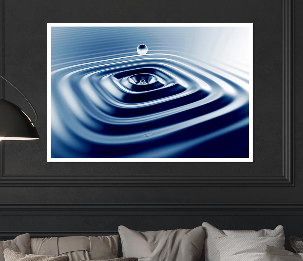 Blue Square Water Splash Print Poster Wall Art