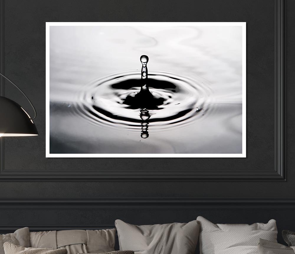 Grey Water Splash Print Poster Wall Art