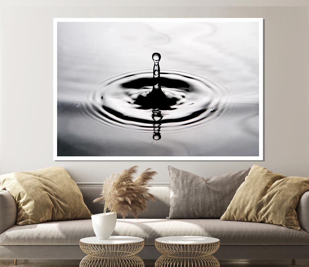 Grey Water Splash Print Poster Wall Art