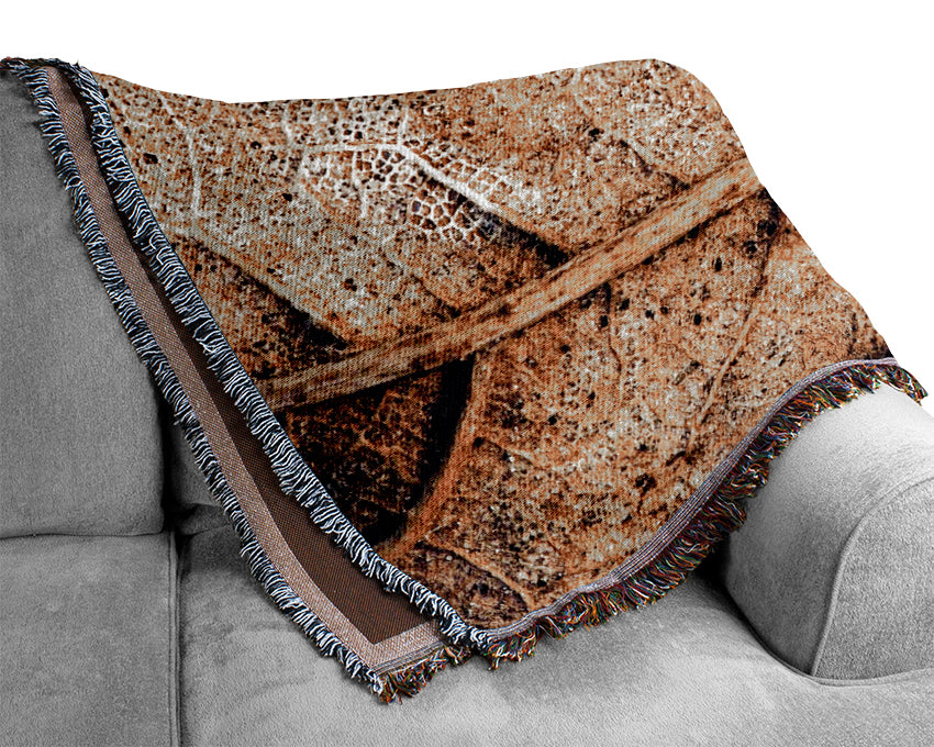 The Life Of A Leaf Chocolate Woven Blanket