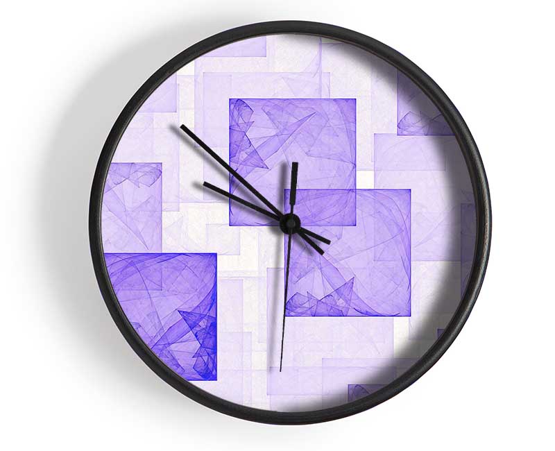 Lilac Squares Clock - Wallart-Direct UK