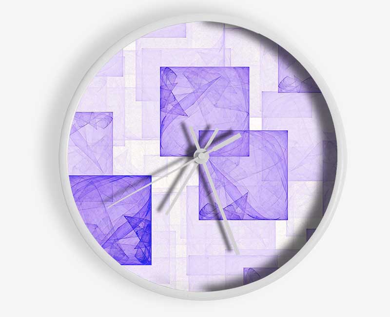 Lilac Squares Clock - Wallart-Direct UK