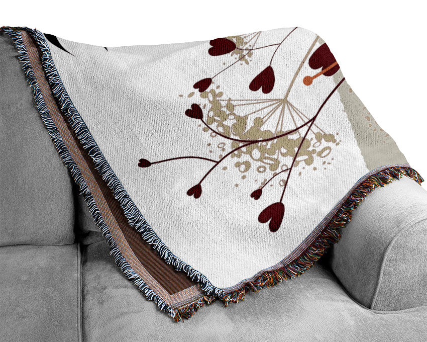 Loveheart Leaves Woven Blanket