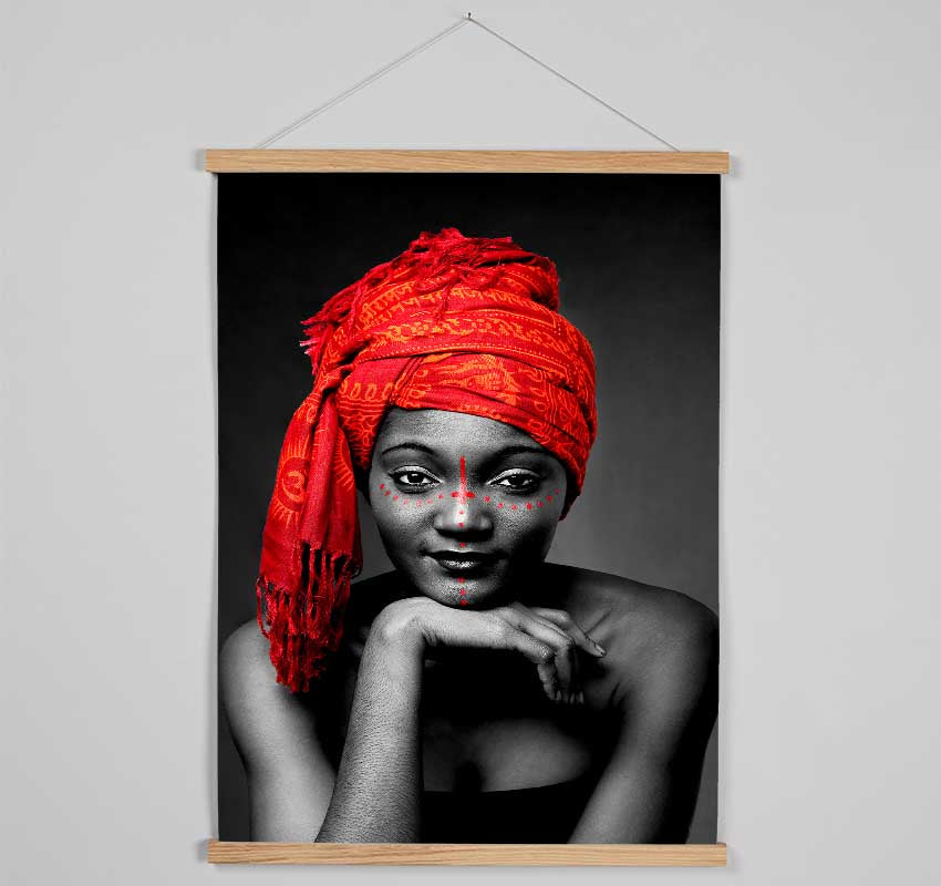 Tribal Elegance B n W Red Hanging Poster - Wallart-Direct UK