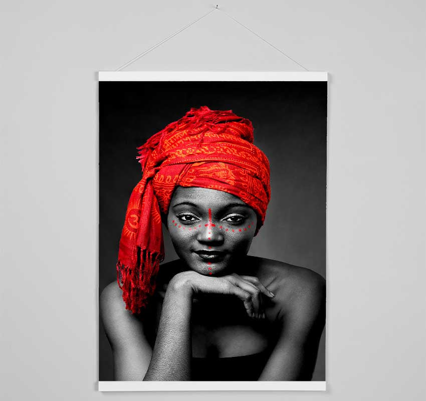 Tribal Elegance B n W Red Hanging Poster - Wallart-Direct UK