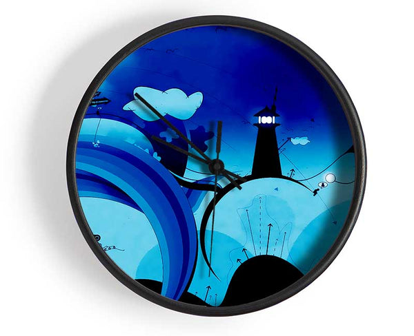 Magical Blue Lighthouse Clock - Wallart-Direct UK