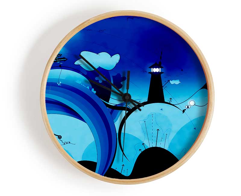 Magical Blue Lighthouse Clock - Wallart-Direct UK