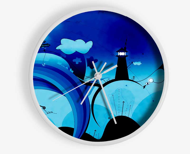 Magical Blue Lighthouse Clock - Wallart-Direct UK