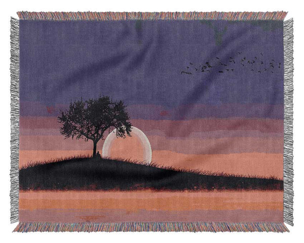 Pink Moonlit River Woven Blanket