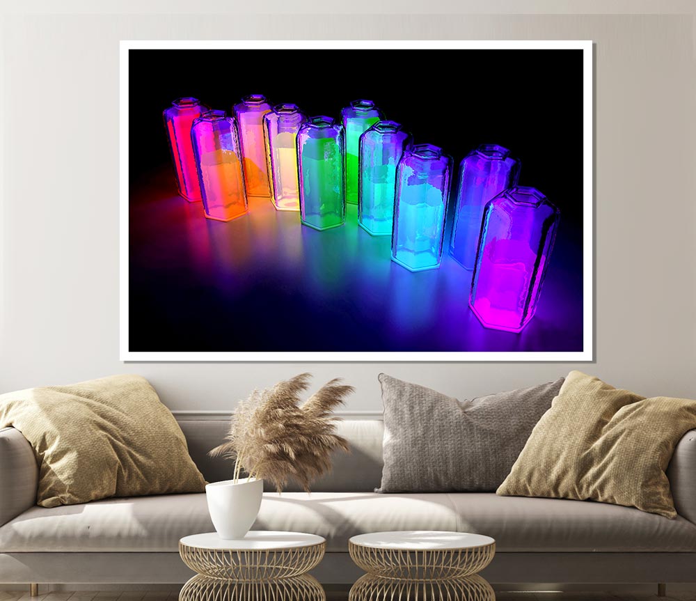 Vibrant Rainbow Tubes Print Poster Wall Art