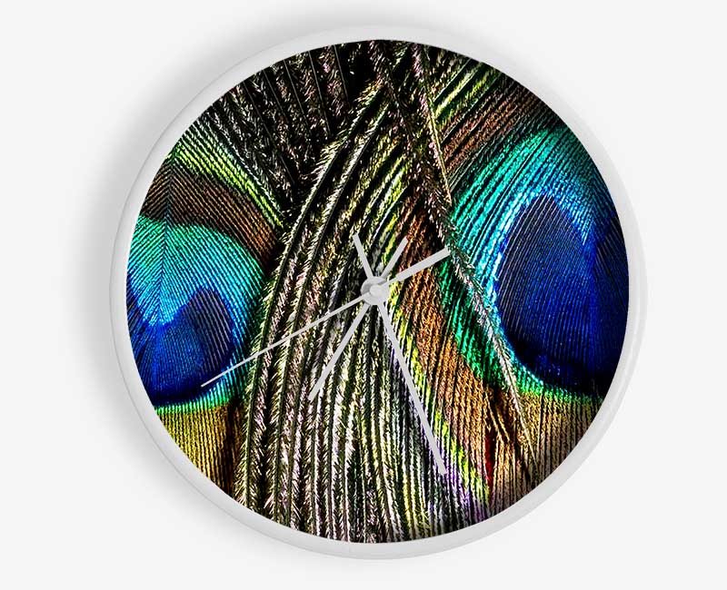 Peacock Feather Duo Clock - Wallart-Direct UK