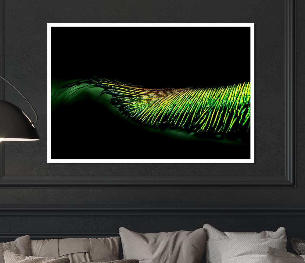 Vibrant Green Feather Print Poster Wall Art