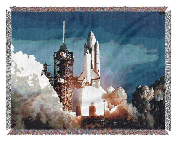 Space Shuttle Take Off Woven Blanket