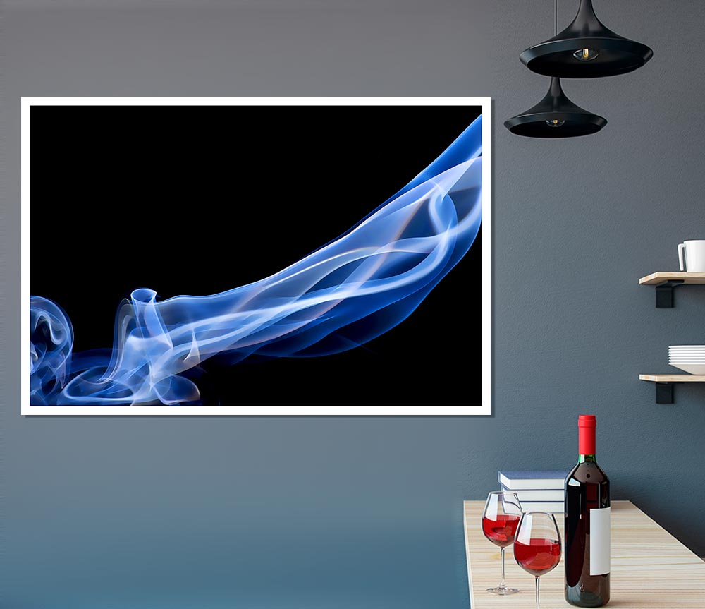 Blue Smoke On Black Print Poster Wall Art