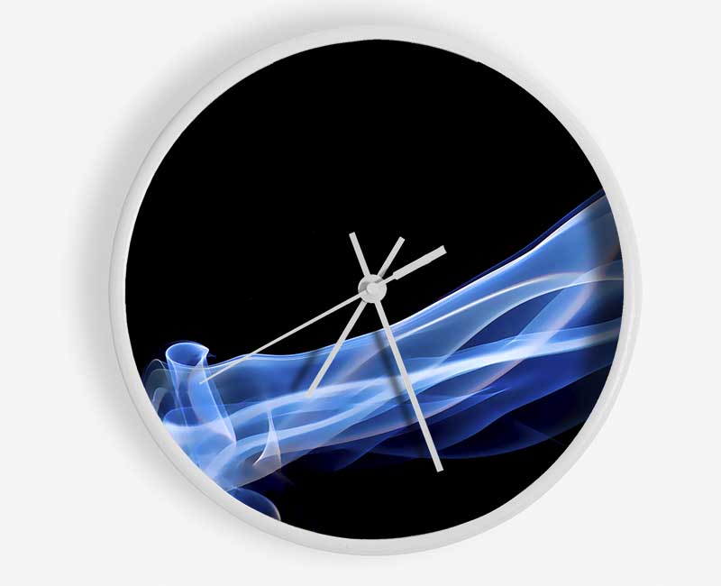 Blue Smoke On Black Clock - Wallart-Direct UK