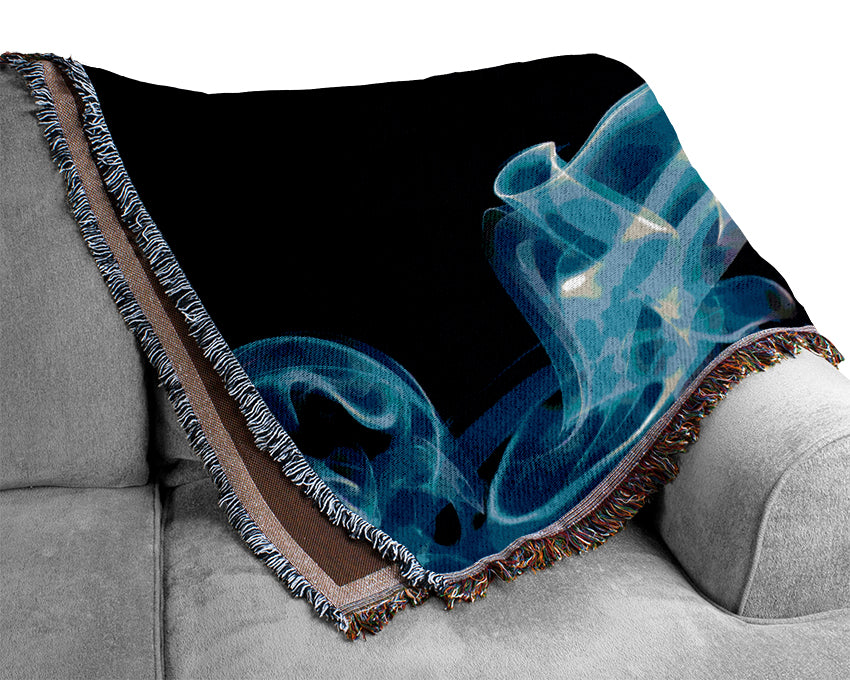 Blue Smoke On Black Woven Blanket