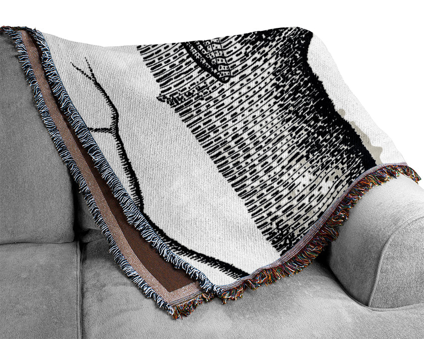 Black And White Tree Trunks Woven Blanket