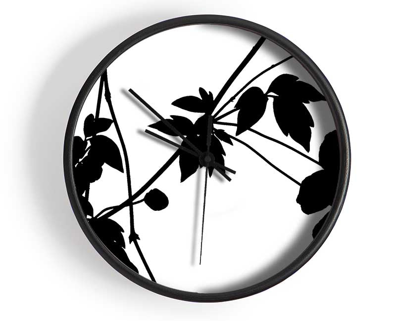 Black Flowers Clock - Wallart-Direct UK