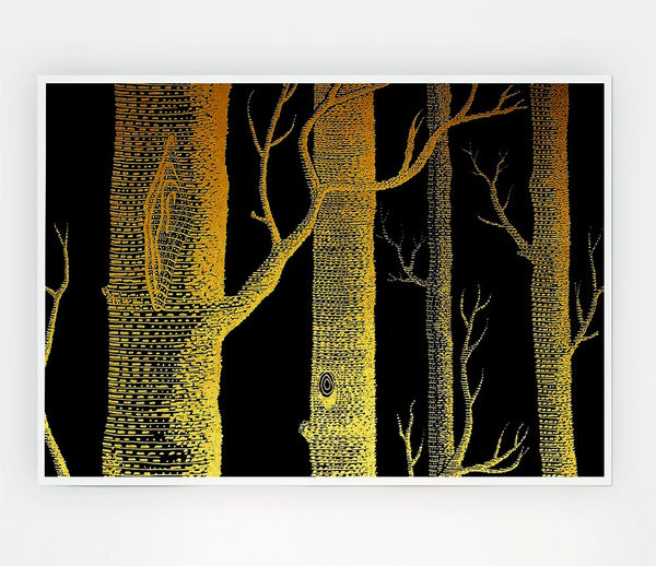 The Night Time Woodland Print Poster Wall Art