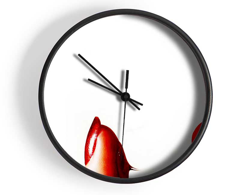 Red Gloss Lips Clock - Wallart-Direct UK