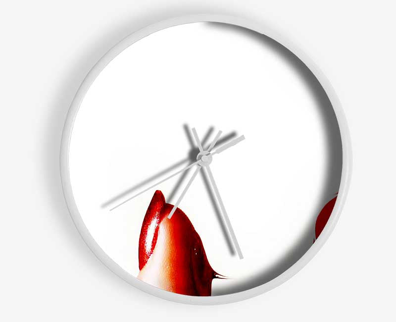 Red Gloss Lips Clock - Wallart-Direct UK