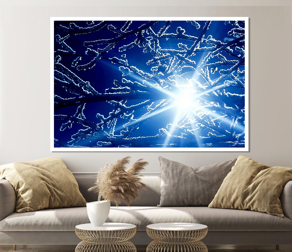 Winter Sun Rays Print Poster Wall Art