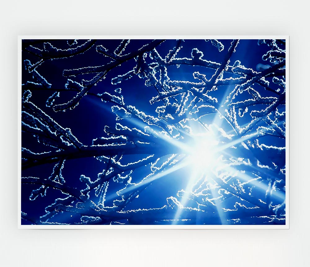 Winter Sun Rays Print Poster Wall Art