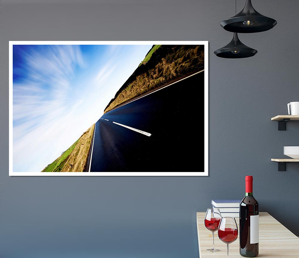 Vertical Road Horizon Print Poster Wall Art