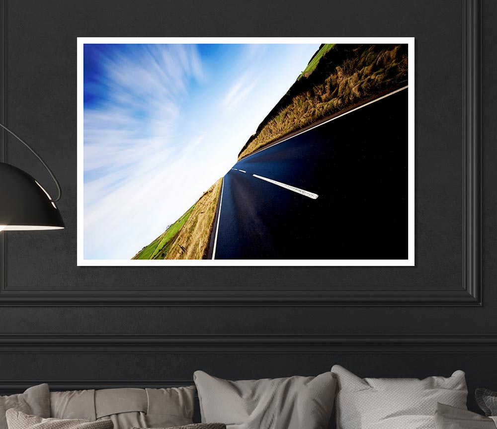 Vertical Road Horizon Print Poster Wall Art