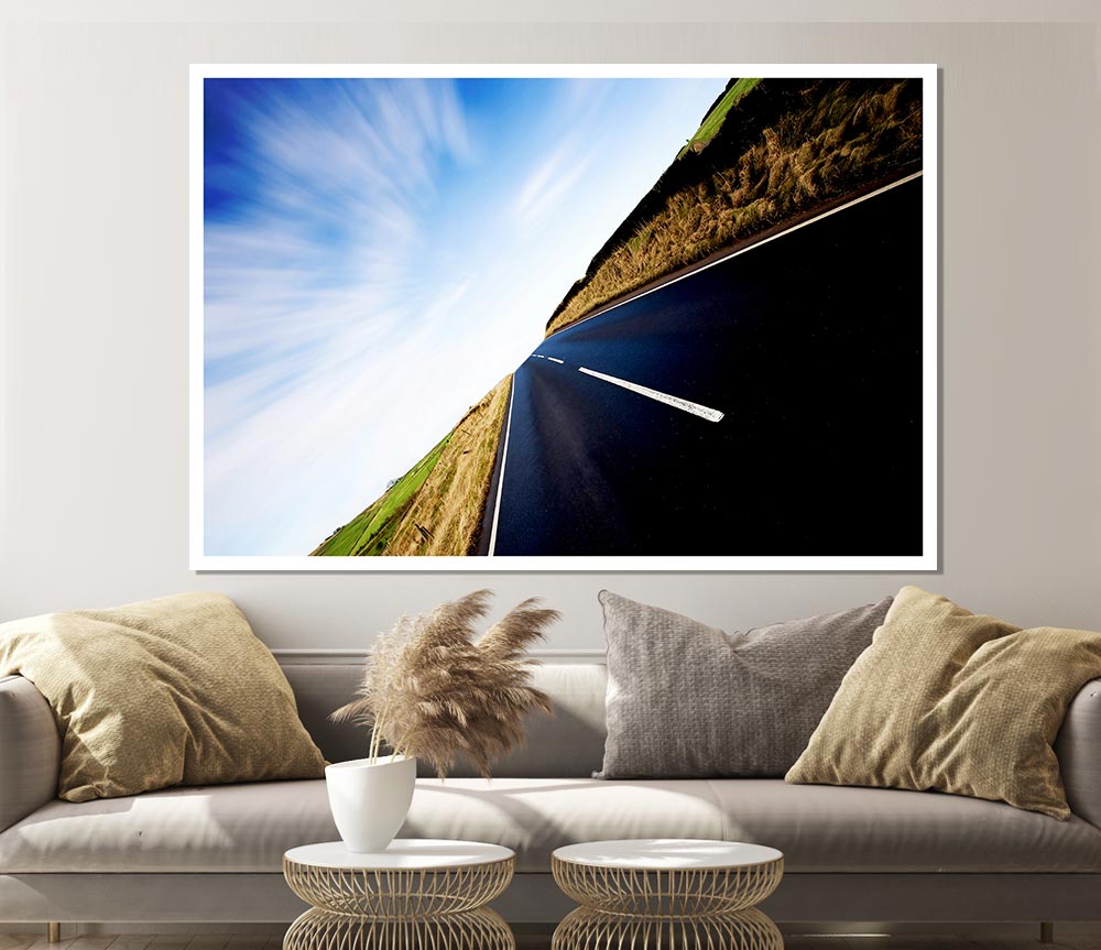 Vertical Road Horizon Print Poster Wall Art