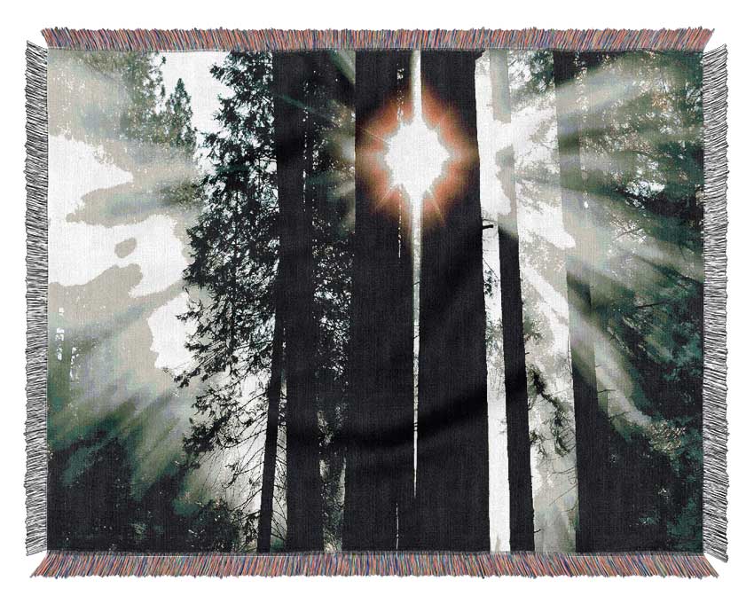 Sun Through The Trees Woven Blanket