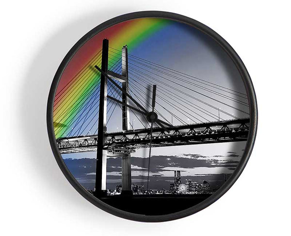 NYC Rainbow Bridge B n W Clock - Wallart-Direct UK