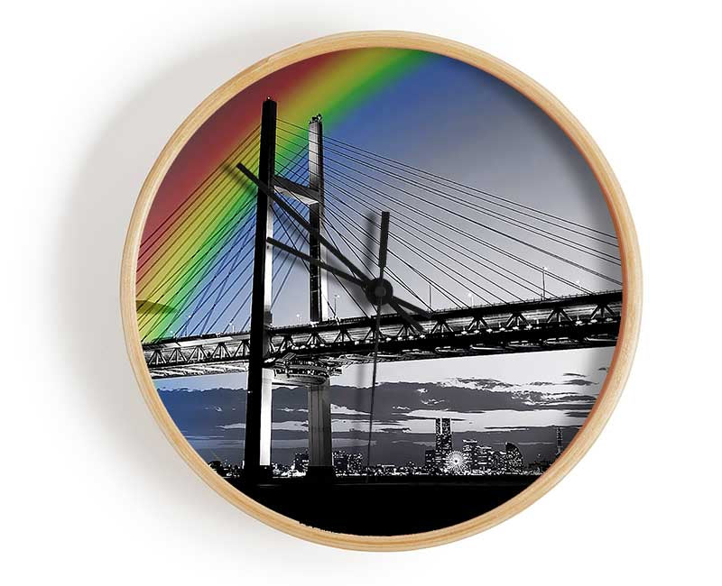 NYC Rainbow Bridge B n W Clock - Wallart-Direct UK