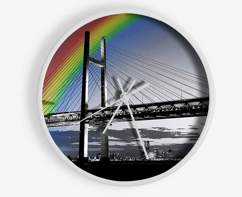 NYC Rainbow Bridge B n W Clock - Wallart-Direct UK