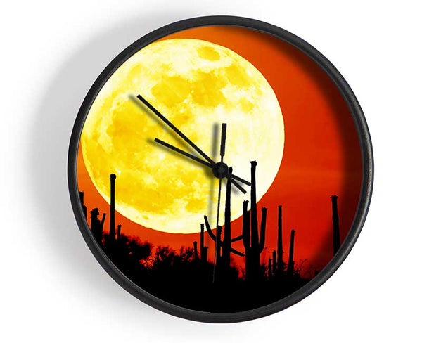 Red Moon Cactus Clock - Wallart-Direct UK