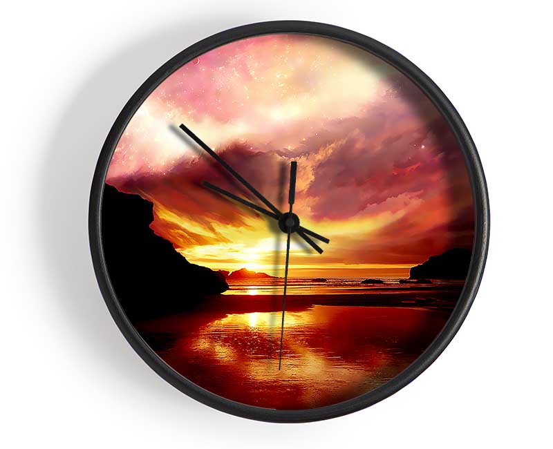 Pink Sky Explosion Clock - Wallart-Direct UK