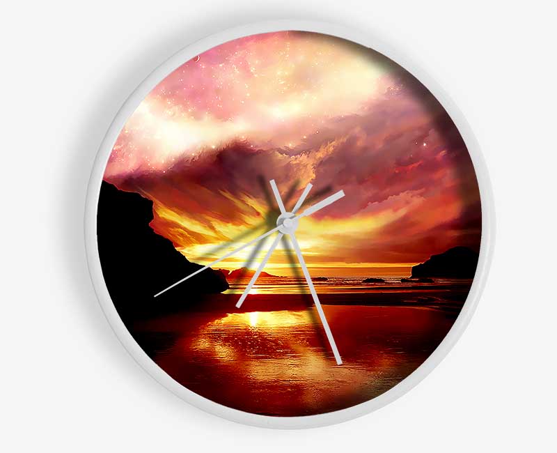 Pink Sky Explosion Clock - Wallart-Direct UK