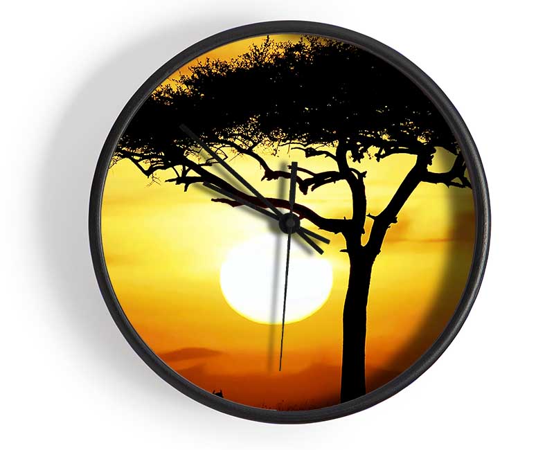 African Safari Tree In Sunlight Clock - Wallart-Direct UK