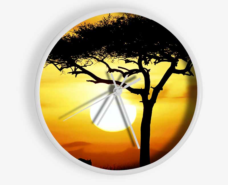 African Safari Tree In Sunlight Clock - Wallart-Direct UK