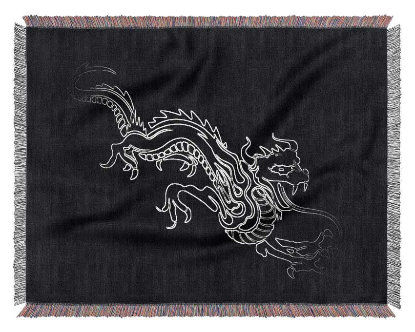 Black Fire Dragon Woven Blanket