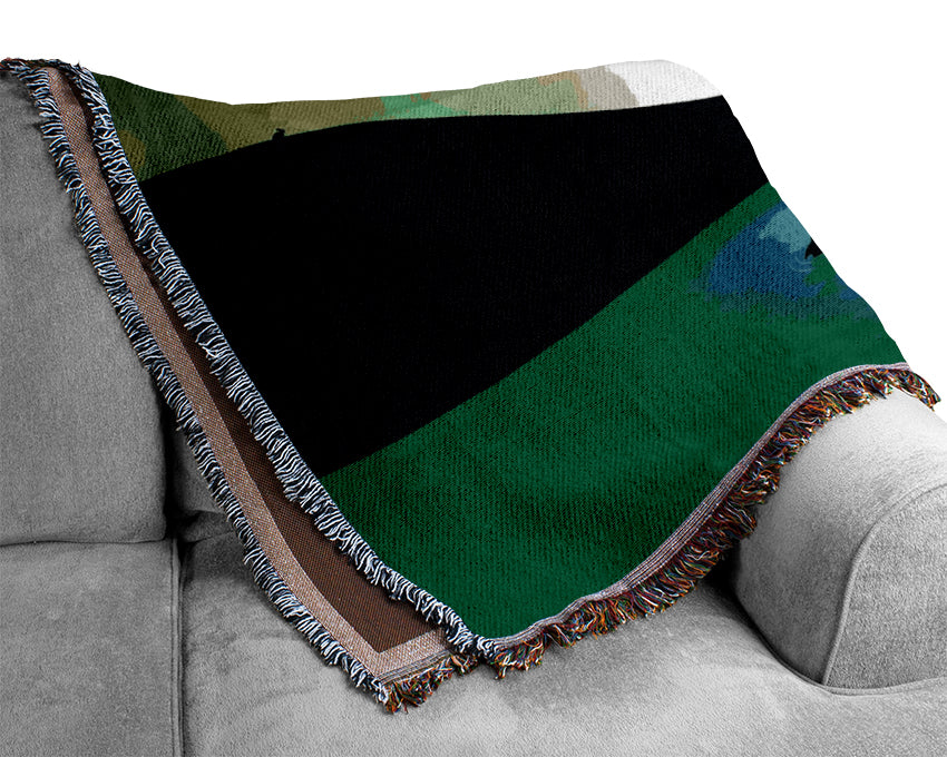 Green Dolphin Paradise Woven Blanket