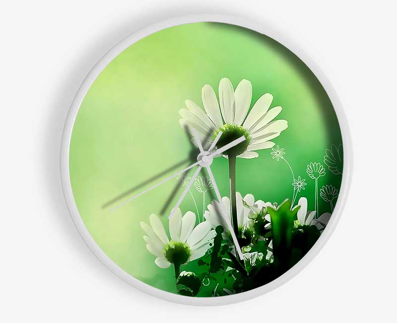 Green Daisy Garden Clock - Wallart-Direct UK