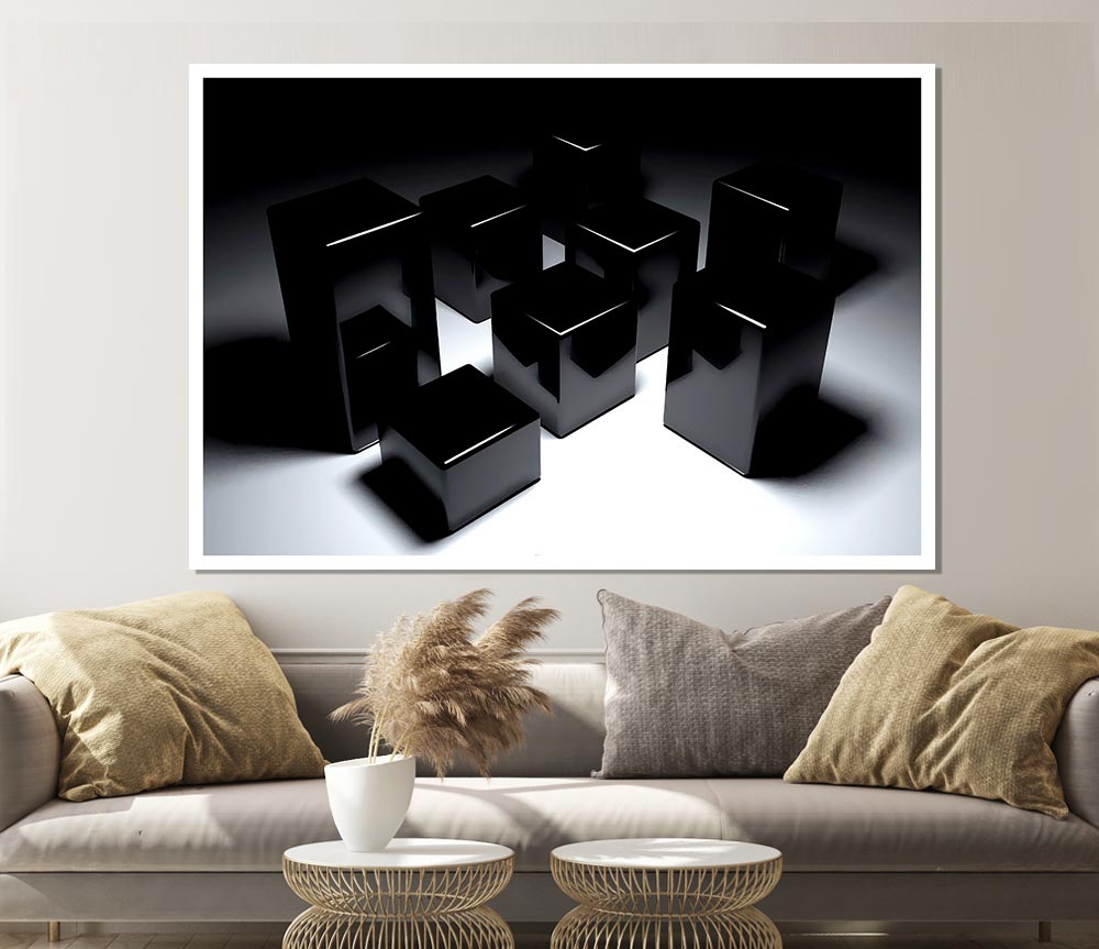 Black Cubes Print Poster Wall Art