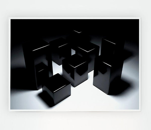 Black Cubes Print Poster Wall Art