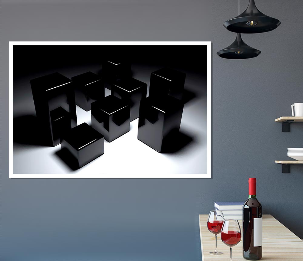 Black Cubes Print Poster Wall Art