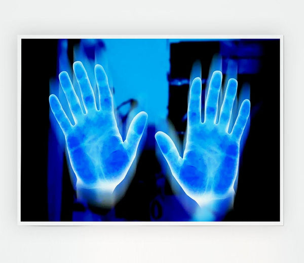 Vibrant Blue Hand Prints Print Poster Wall Art