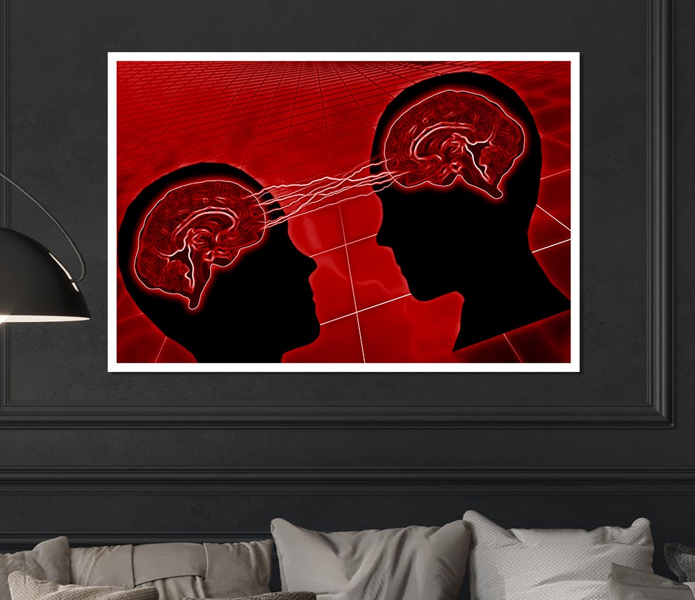 Brain Wave Red Print Poster Wall Art