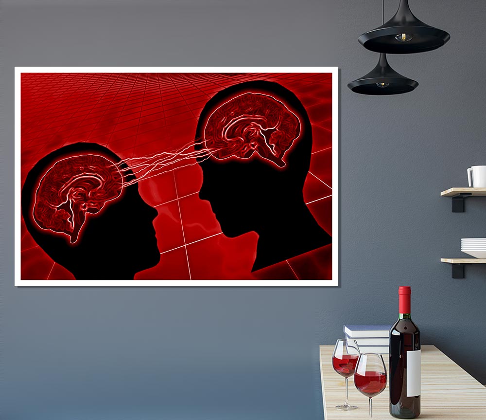 Brain Wave Red Print Poster Wall Art