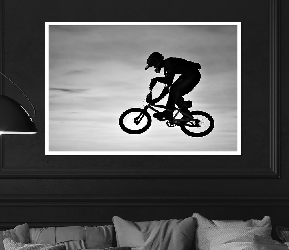 Bmx Jump B N W Print Poster Wall Art